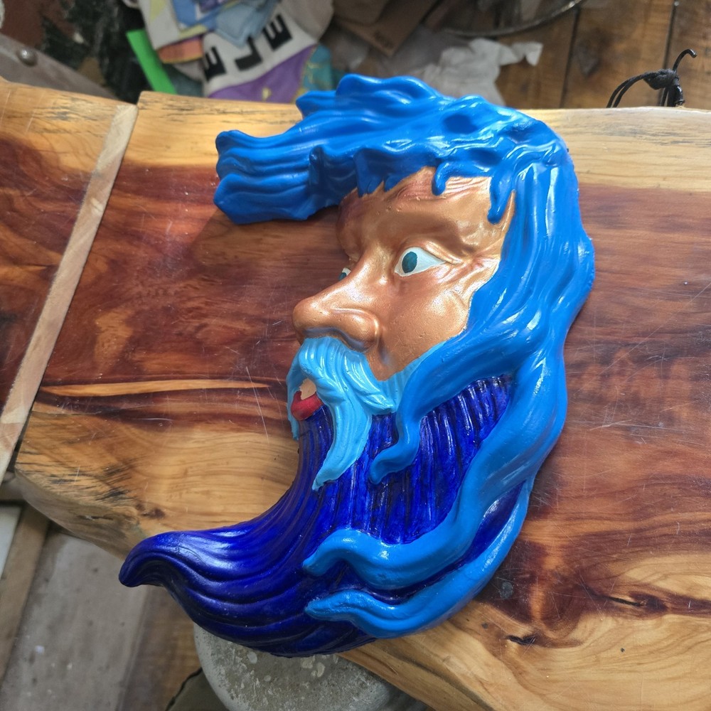 Hand Made And Hand Painted Moon Face Cement
