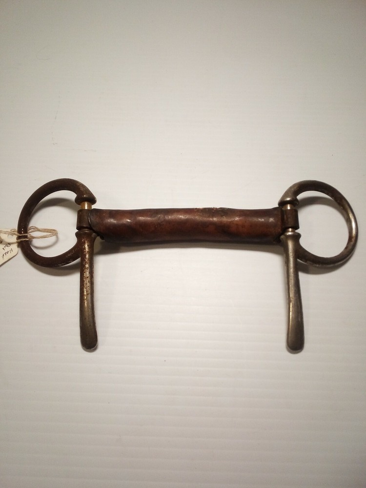 Antique Half Cheek Driving Bit Leather covered, Spoon Cheeks