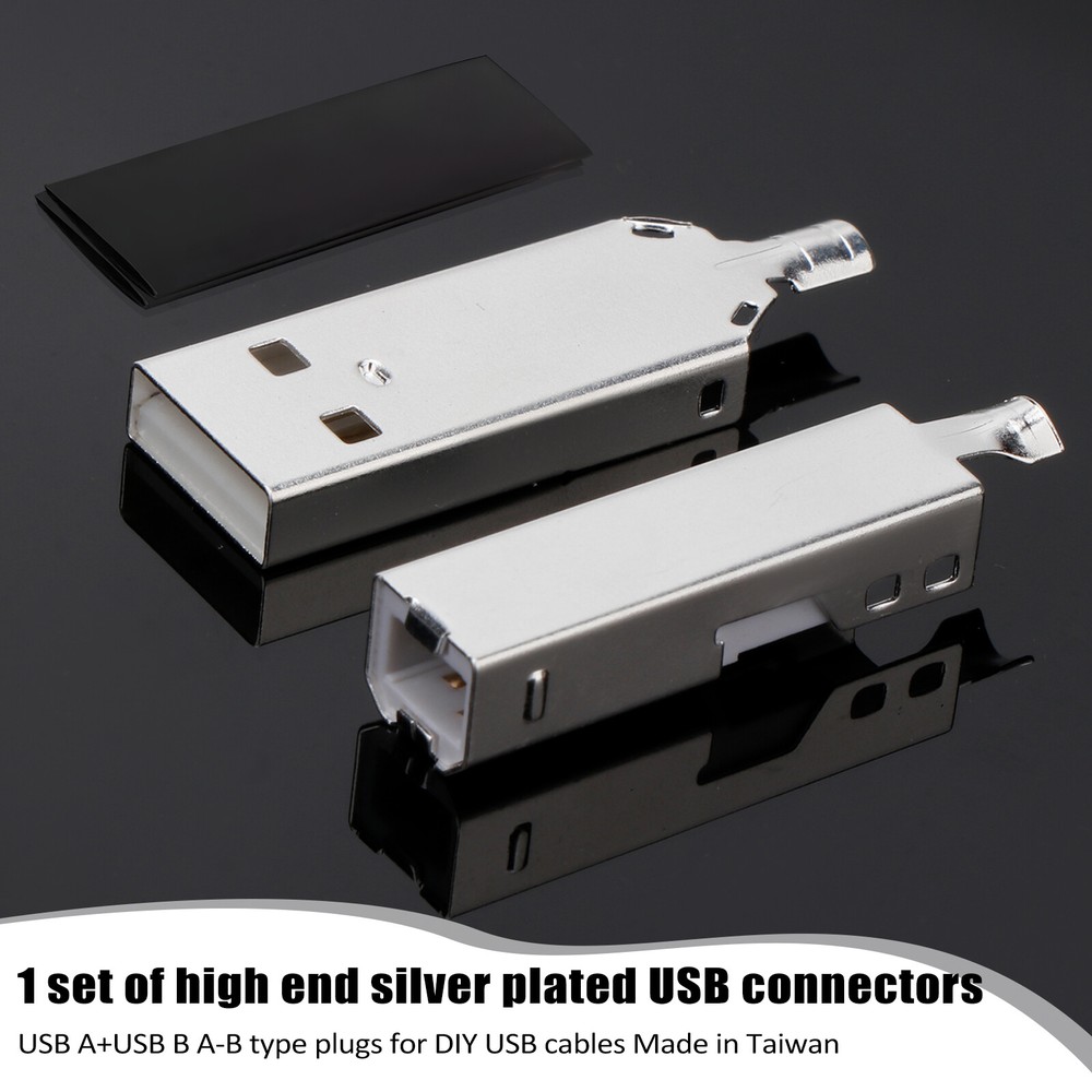 2PCS Silver Plated USB A USB B Type A Type B USB PLUG For USB Cable Date Wire