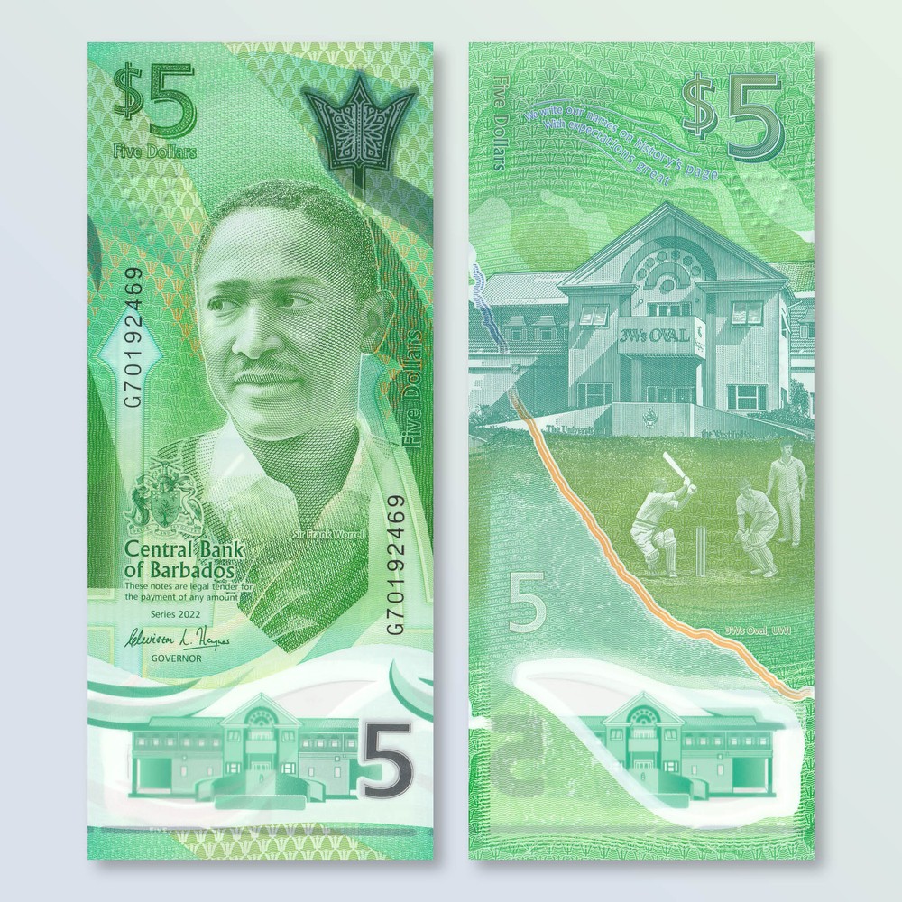 Barbados 5 Dollars, 2022, B240a, UNC