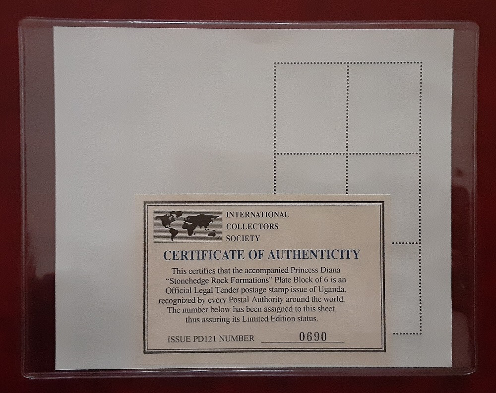 UGANDA 1998 MNH Diana Pouch & Authenticity Certification Superb 3779