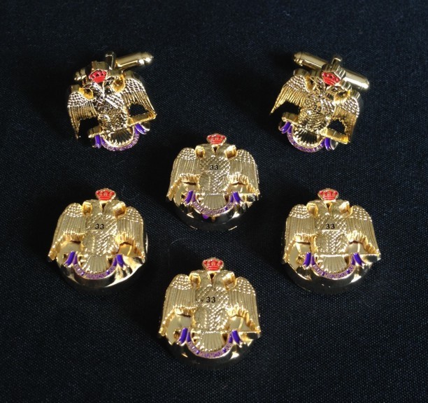 33rd Degree Eagle Button Cover & Cuff Link Set (33EG-BCL)