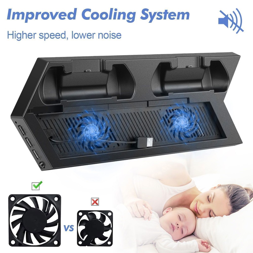 For PS4 Cooling Station Vertical Stand 2 Controller Charging Dock PlayStation 4