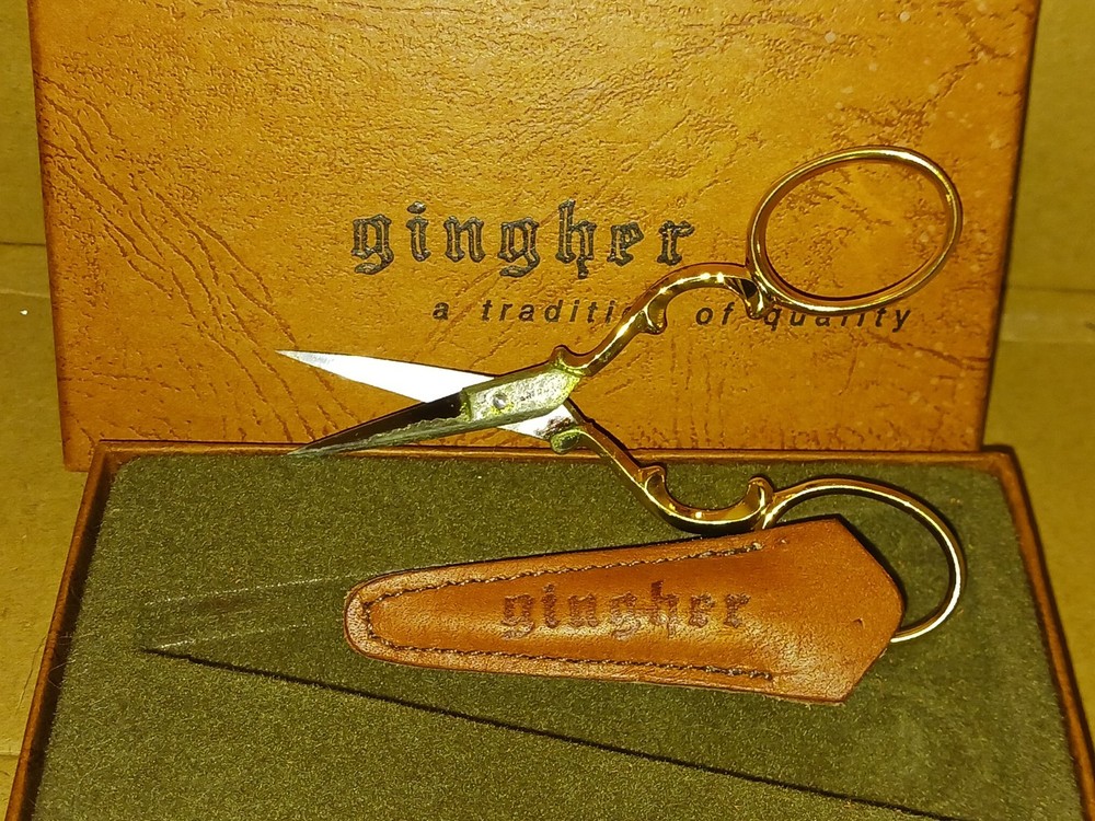 Gingher 3 1/2 inch gold handled embroidery scissors