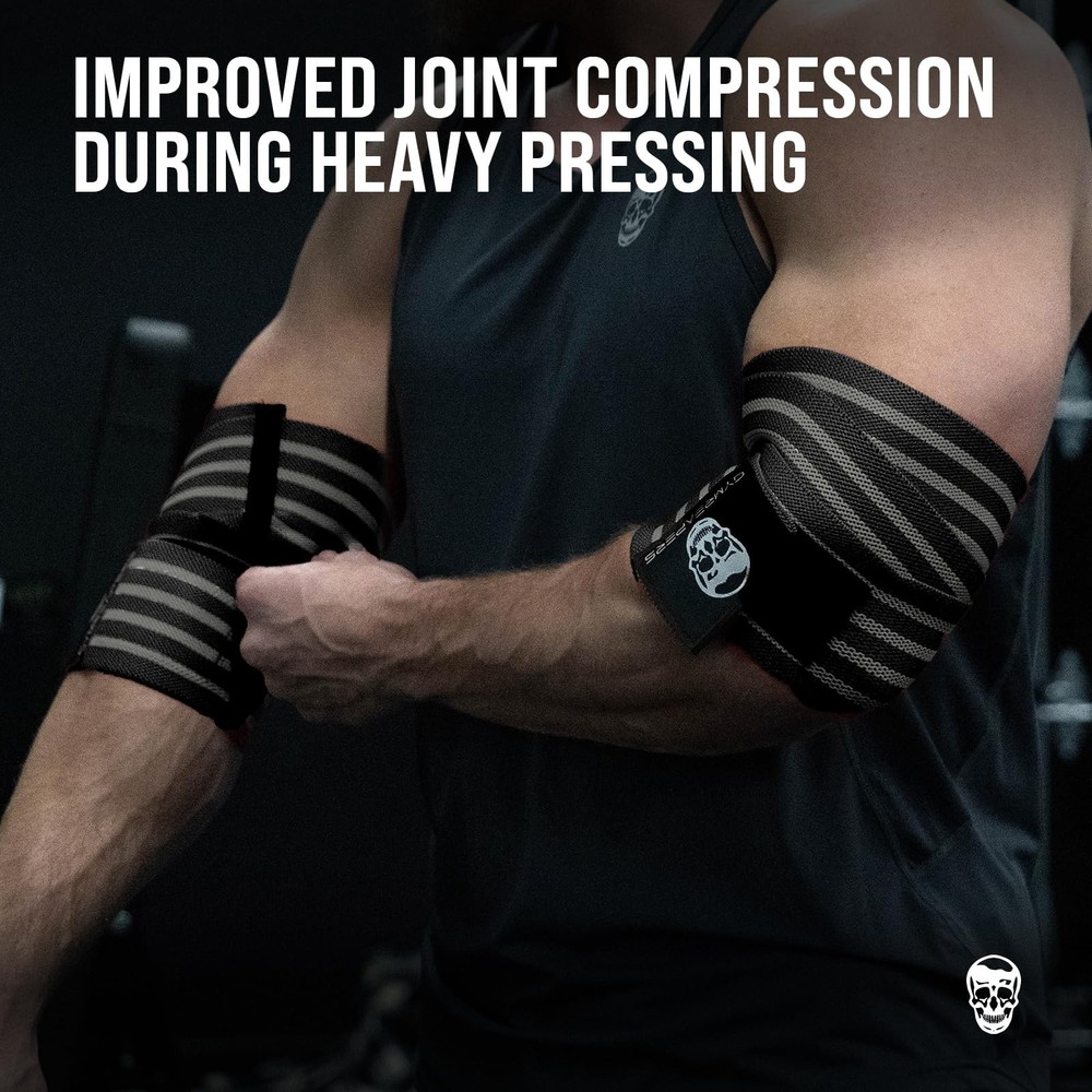Weightlifting Elbow Wraps (1 Pair) - Flexible 40'' Elbow Compression Strap & ...