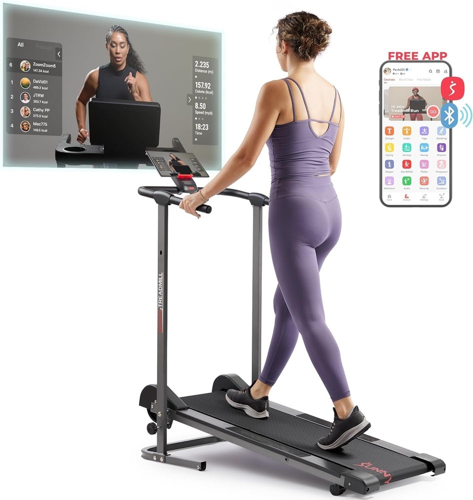 Space-Saving Manual Walker with LCD Display & Bluetooth for Tailored Workouts