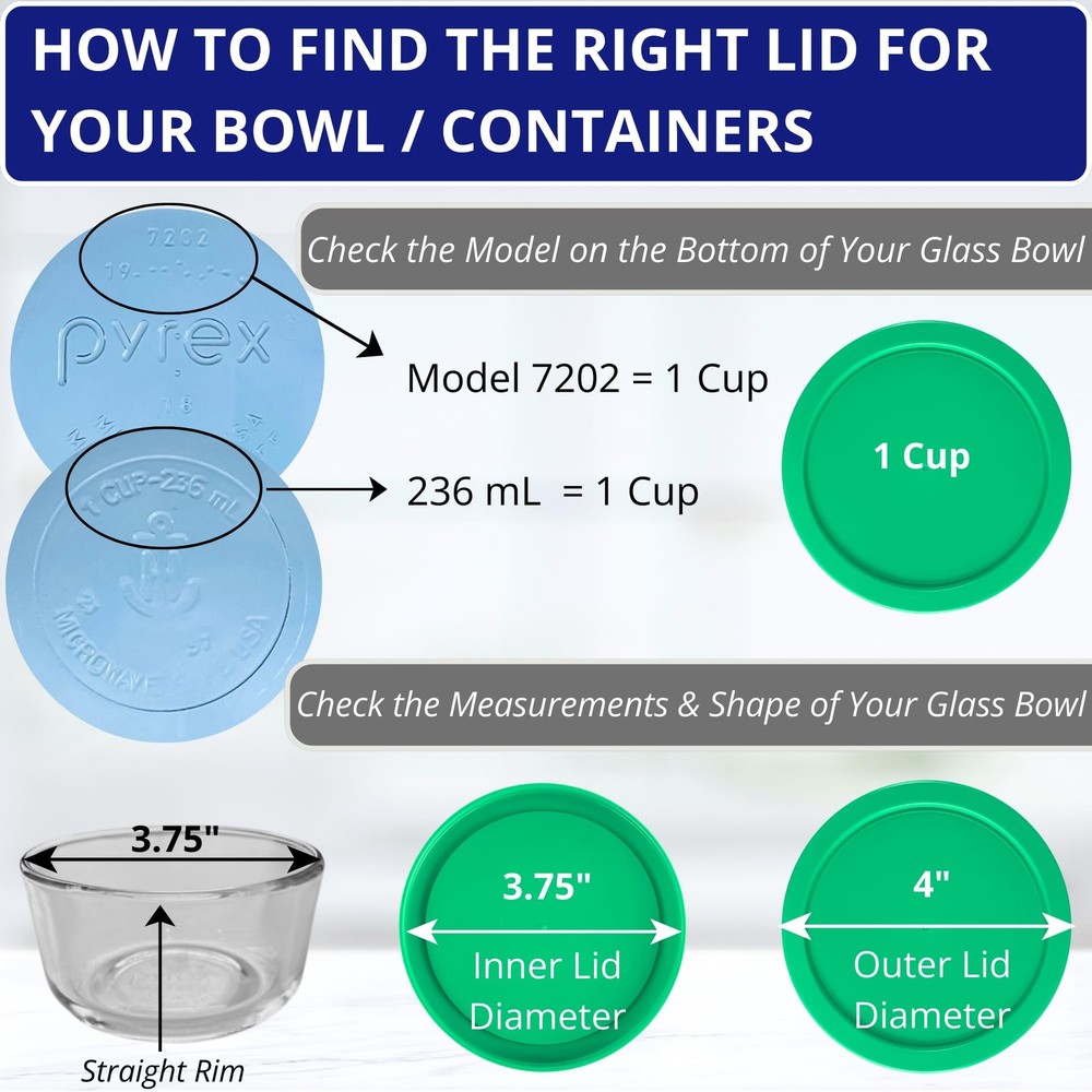 1, 2, 4 & 7 Cup Round & 3, 6, 11 Cup Rectangle Replacement Lids/Covers for Py...