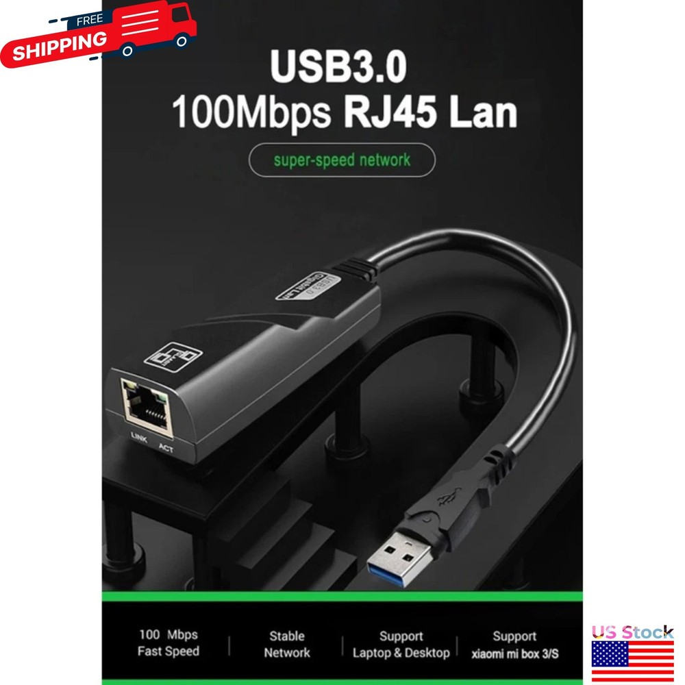 USB 3.0 Gigabit Ethernet LAN RJ45 1000Mbps Network Adapter For Windows PC Mac