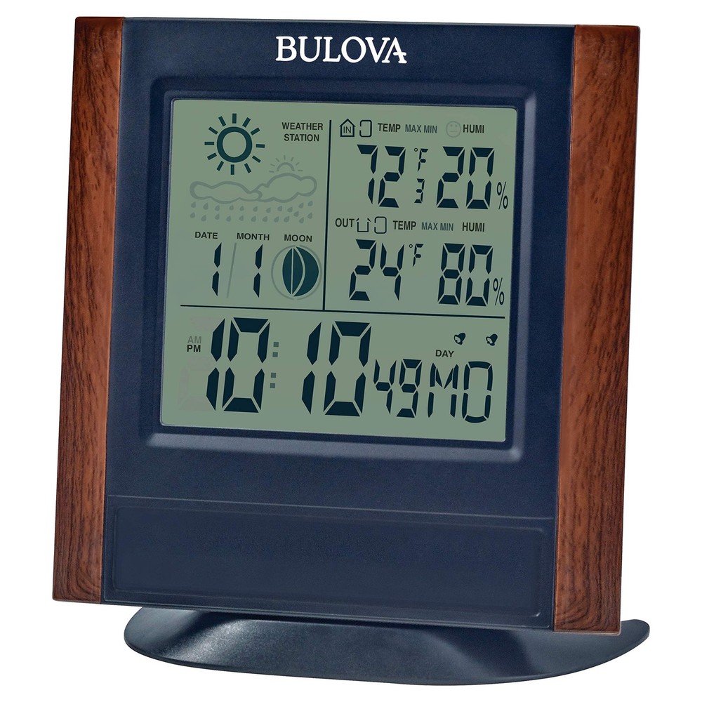 Bulova Forecaster Versatile Tabletop Clock, Brown & Black, B1708