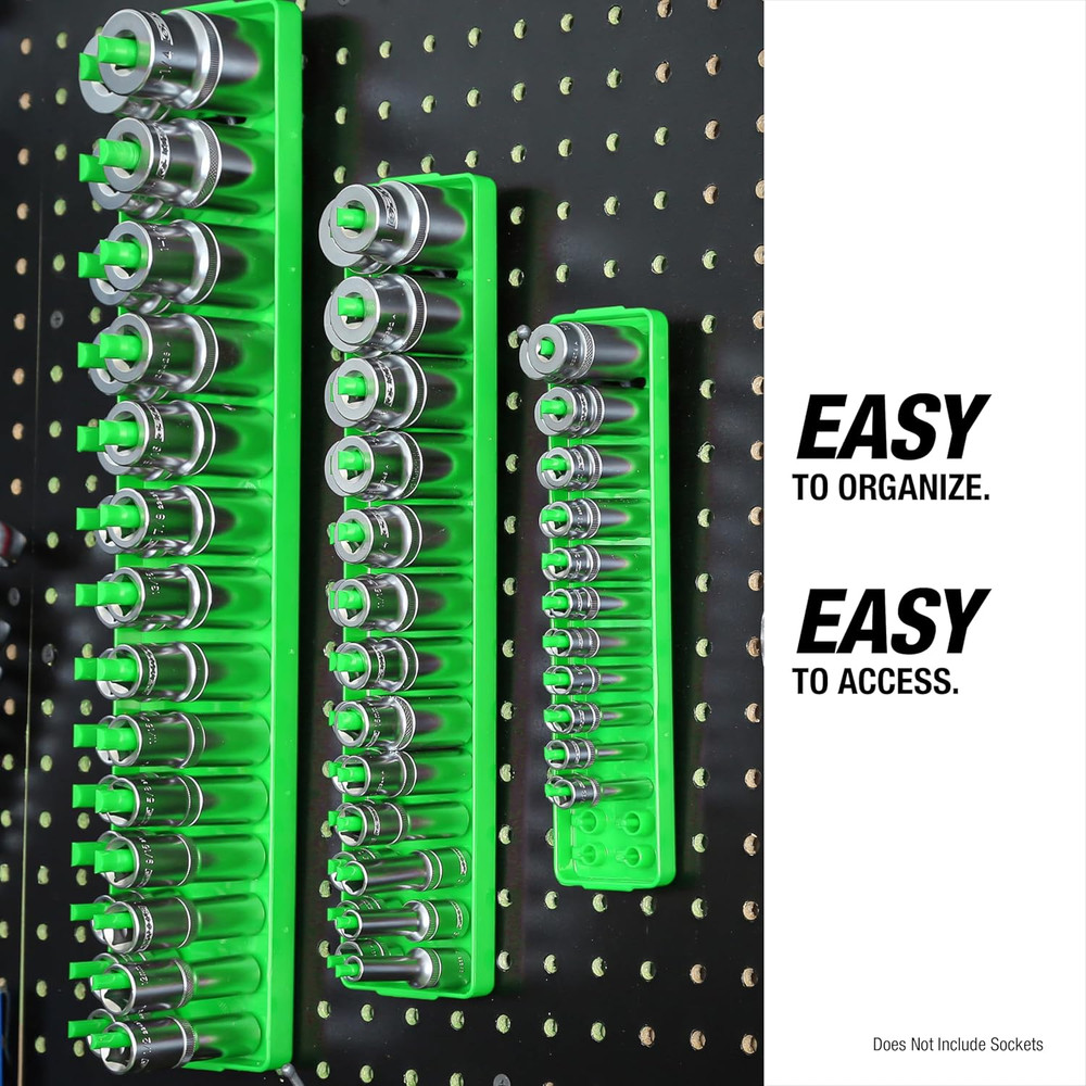 22204 Deep SAE Socket Organizer, Magnetic Socket Organizer with Secure Grip 1/4