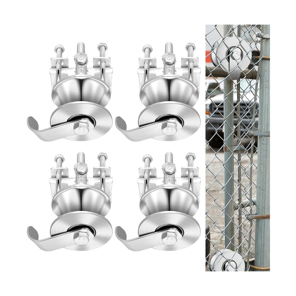 4 Pack Sliding Gate Rollers Rear Pipe Track Wheels for Chain Link Sliding Gat...