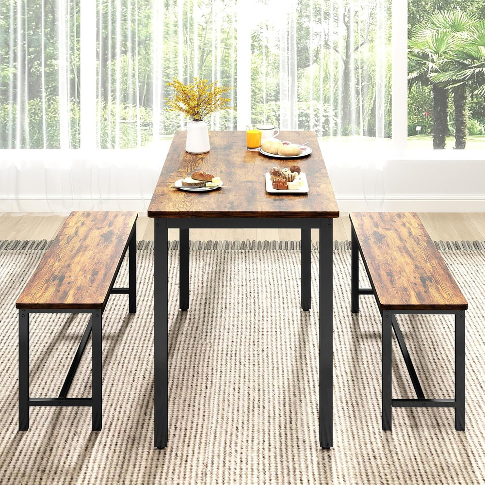 43" Dining Table Set for 4, Modern Space Saving Kitchen Breakfast Table with Ben