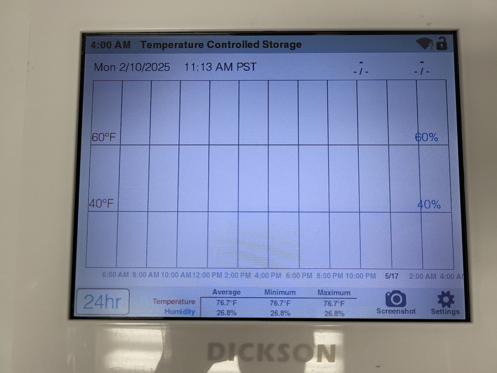 Dickson TWP DicksonOne Touch 8" Data Logger, PoE, No Sensor Parts (Powers On)