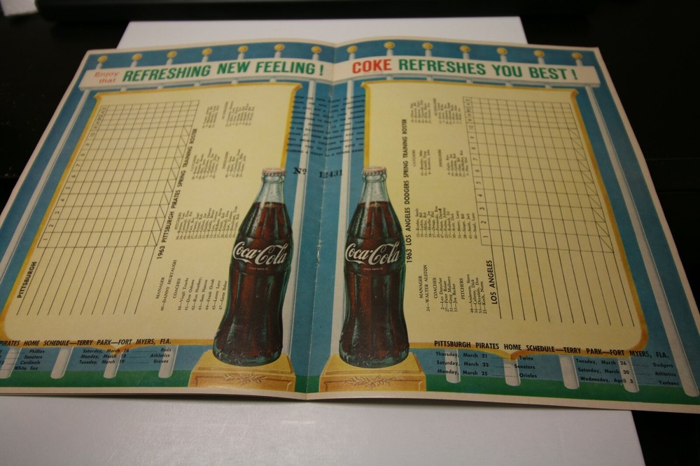 1963 PITTSBURGH PIRATES MLB SCOREBOOK PROGRAM VS. LOS ANGELES DODGERS SPRING TRA