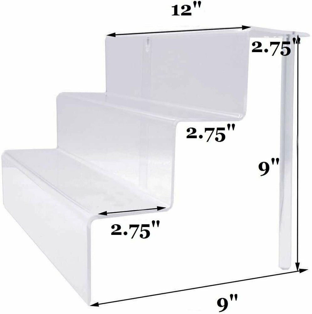 888 Display Three-Tier Acrylic Step Display Ultra Clear and Versatile Risers...