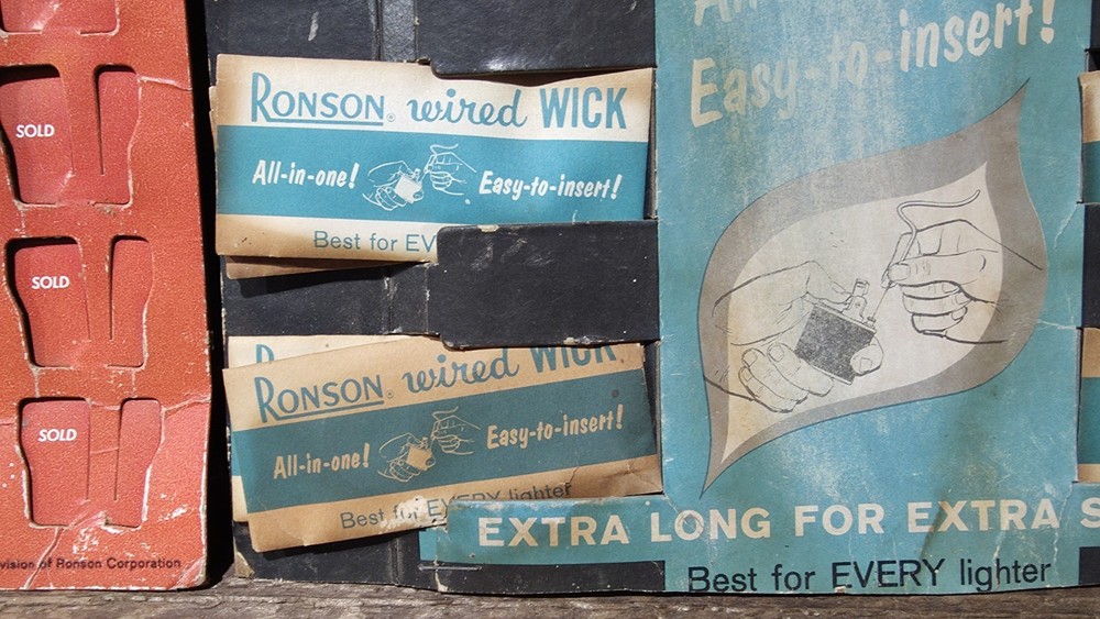 Vintage Ronson Lighter Wick Display Store Counter Advertising
