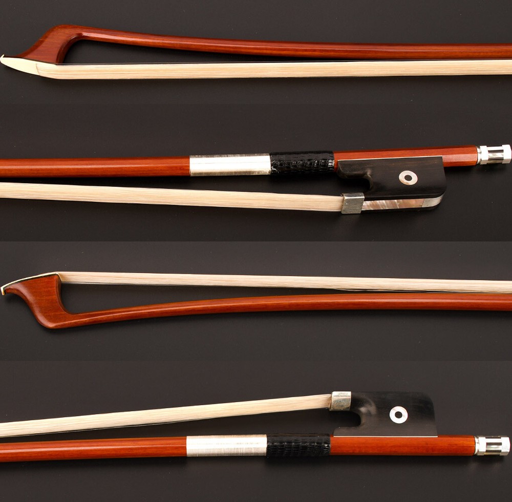 E.Sartory Copy Master Pernambuco Cello Bow 3/4 Ebony Ring Frog Silver Part Stiff