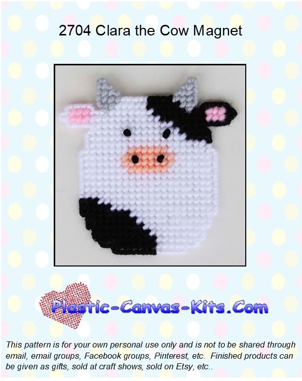 Clara the Cow Magnet - Plastic Canvas Pattern or Kit