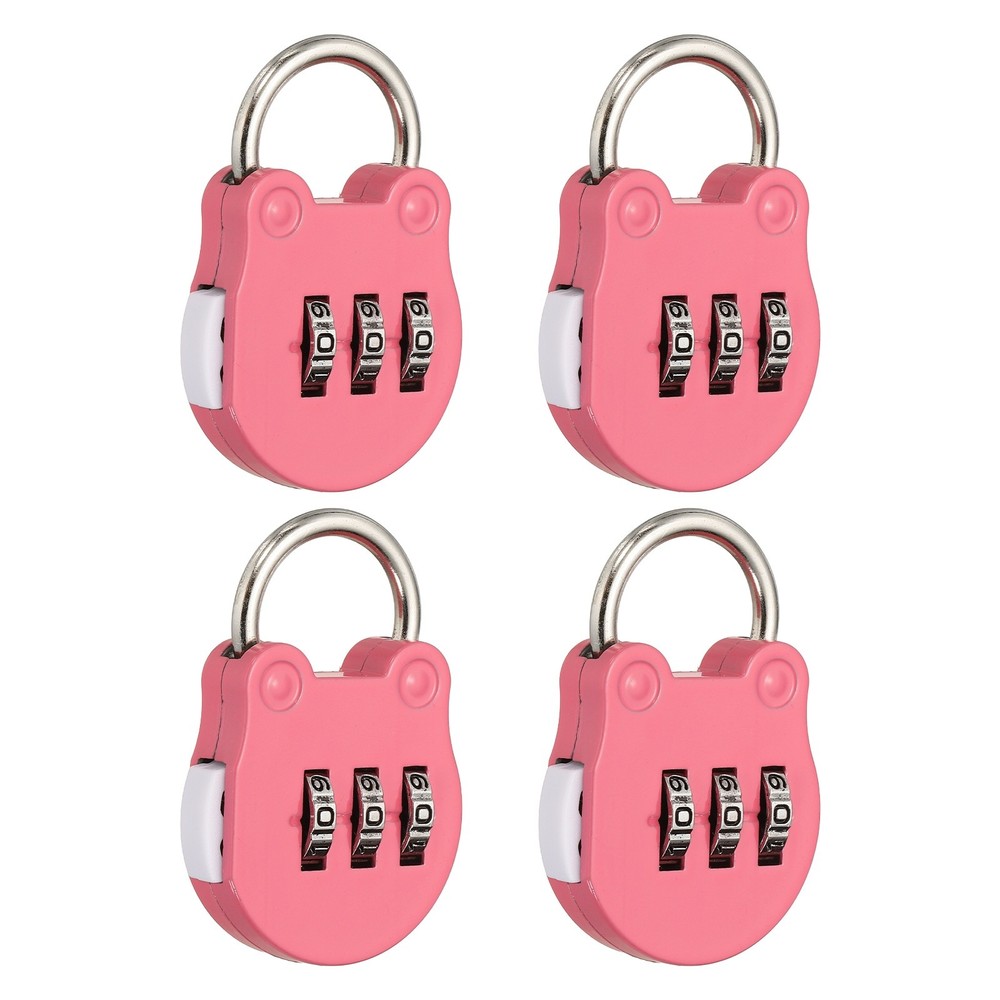 Combination Padlock (Small, Pink)(4 Pcs),Cat Shackle Code Locks
