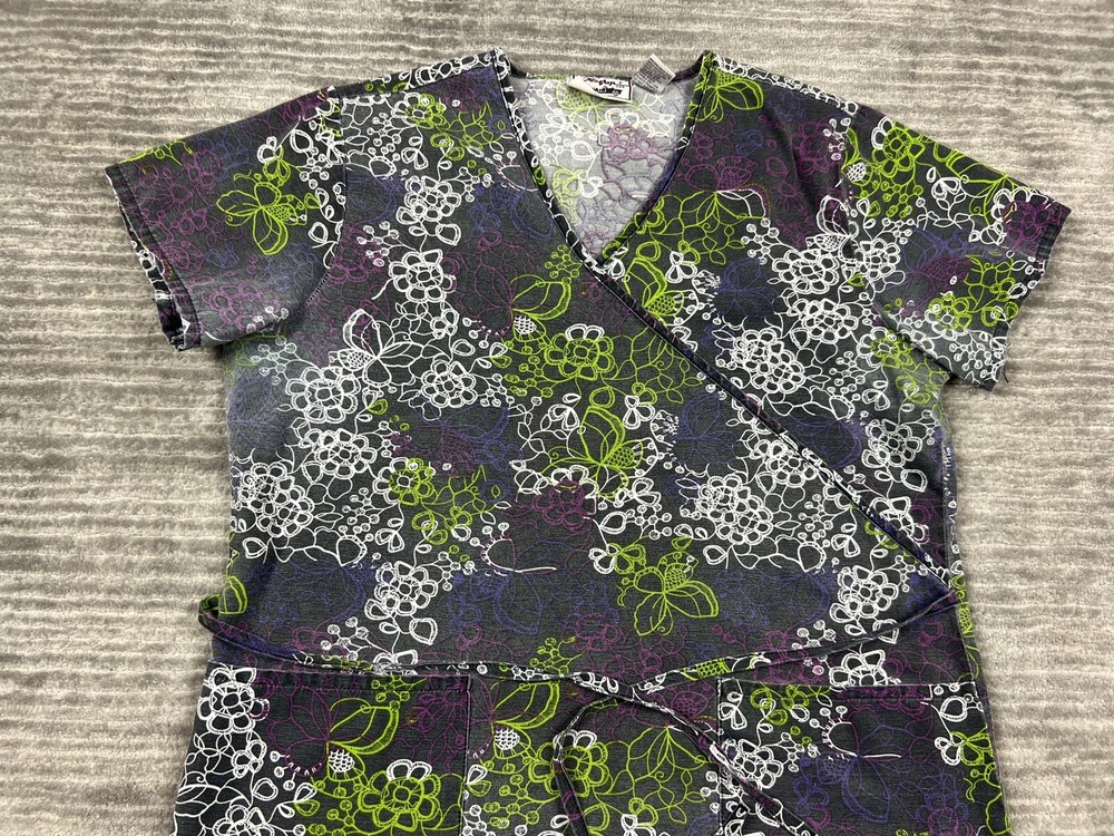 Restop Scrub Top Womens Medium Multicolor Shortsleeve Cotton Blend