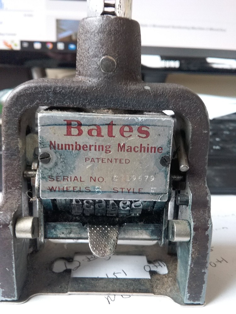 vintage bates numbering machine 6 Wheels Style E