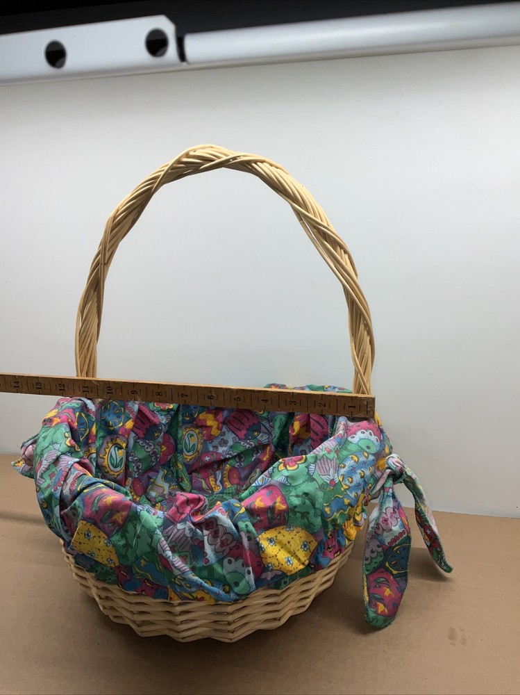 Easter Basket Kitsch Multi Color Liner Woven Boho Wicker