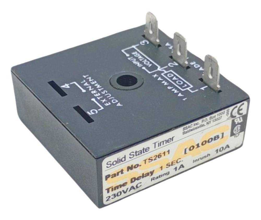 SSAC TS2611 Solid State Timer Module 3-Pin 1 Sec. Delay 230VAC 1A Max Rating