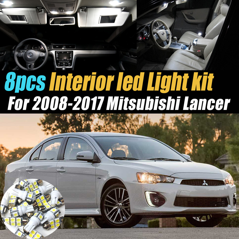 8Pc Car Interior LED Super White Light Bulb Kit for 2008-2017 Mitsubishi Lancer