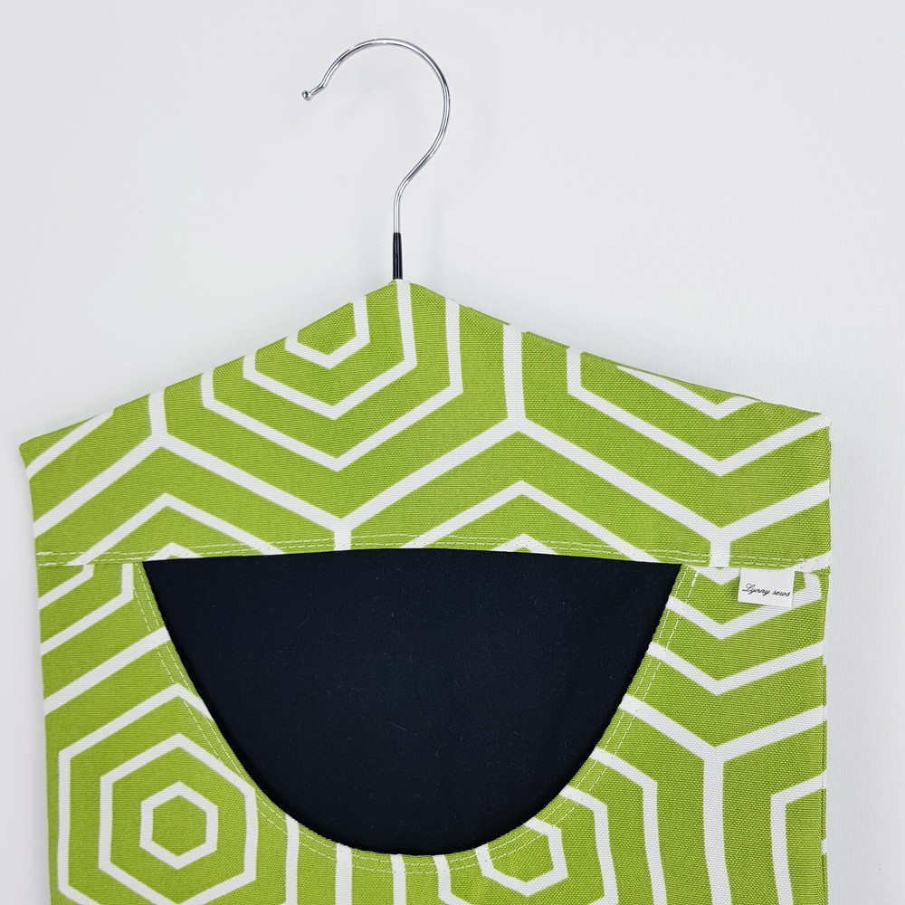 Peg Bag Handmade Green White Geometric Print Lined Laundry Clothes Peg Holder