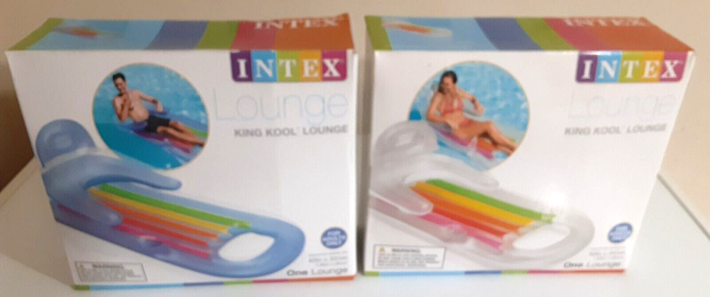 **NEW** INTEX KING KOOL INFLATABLE POOL LOUNGE FLOAT WITH HEADREST & CUP HOLDER