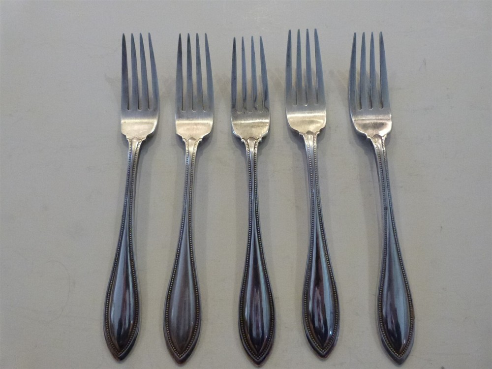5 VINTAGE Oneida Silverplate ARBOR / HARMONY DINNER FORKS 7.5"