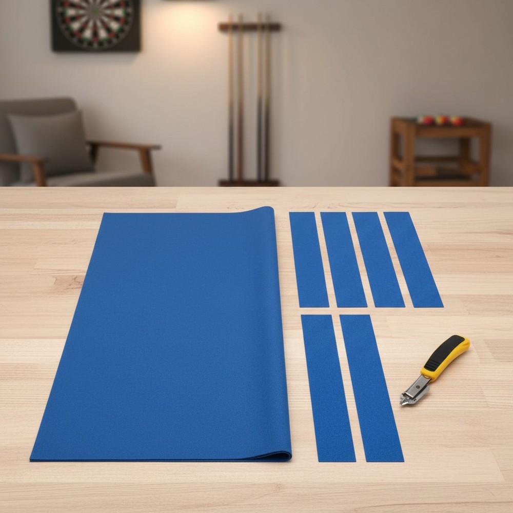 8FT  Pool Table Felt Replacement Kit with 6 Cloth Strips & Staple Puller