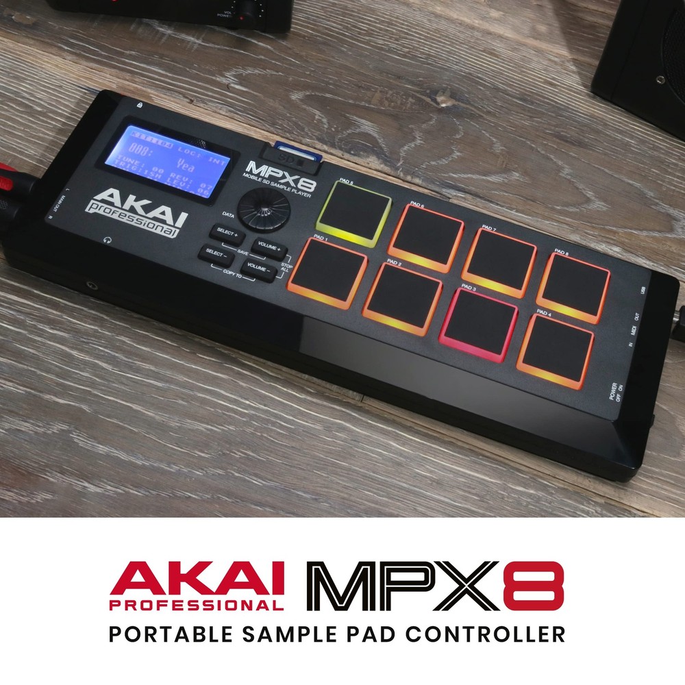 Akai Professional Mpx8 Mobile Audio Midi Controller With 8 Pads Sample Player