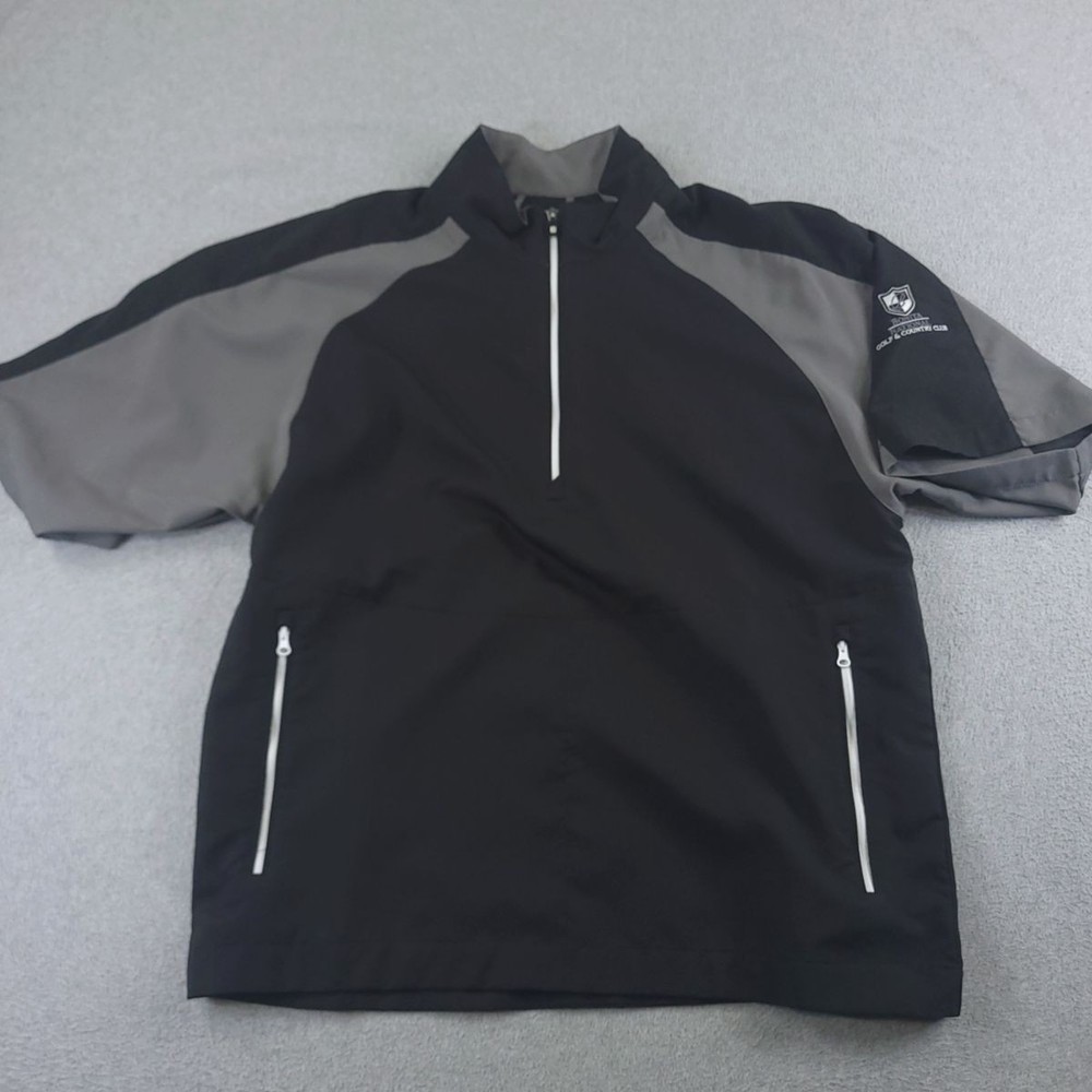 FootJoy World Tour Pullover Jacket Mens Medium Black Golf Half Zip Windbreaker