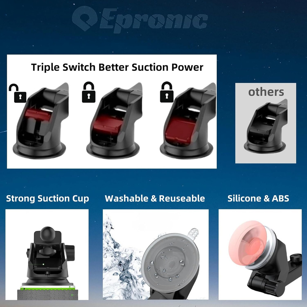 Extended Carplay Mount, 360° Flexible Windshield Dashboard Suction Cup Bracket R