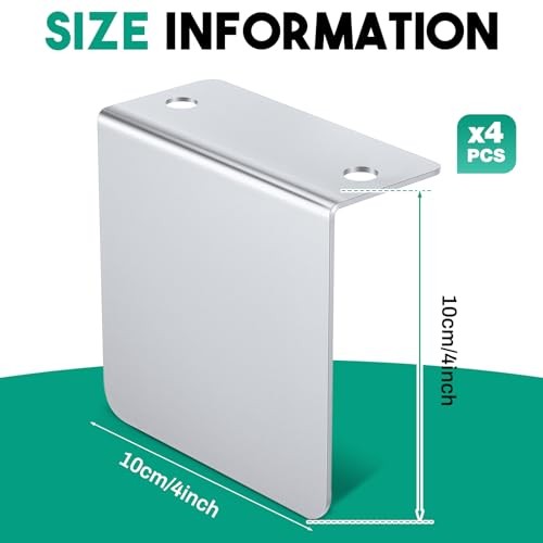 4 Pack Chrome l Bracket Universal 4" x 4" Flat Permit Panel Permit Sticker
