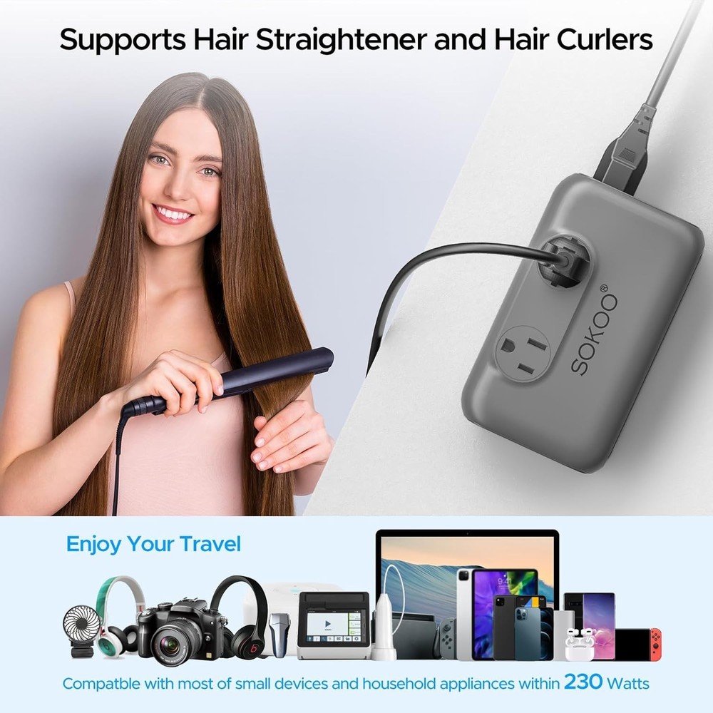 230W Voltage Adapter – Charges 6 Devices & Compatible with Multiple Nations