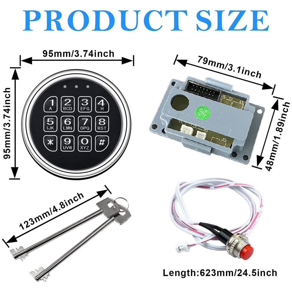 Stack-On Safe Lock Electronic Digital Safe Lock Replacement Solenoid W/ 2 Key ml