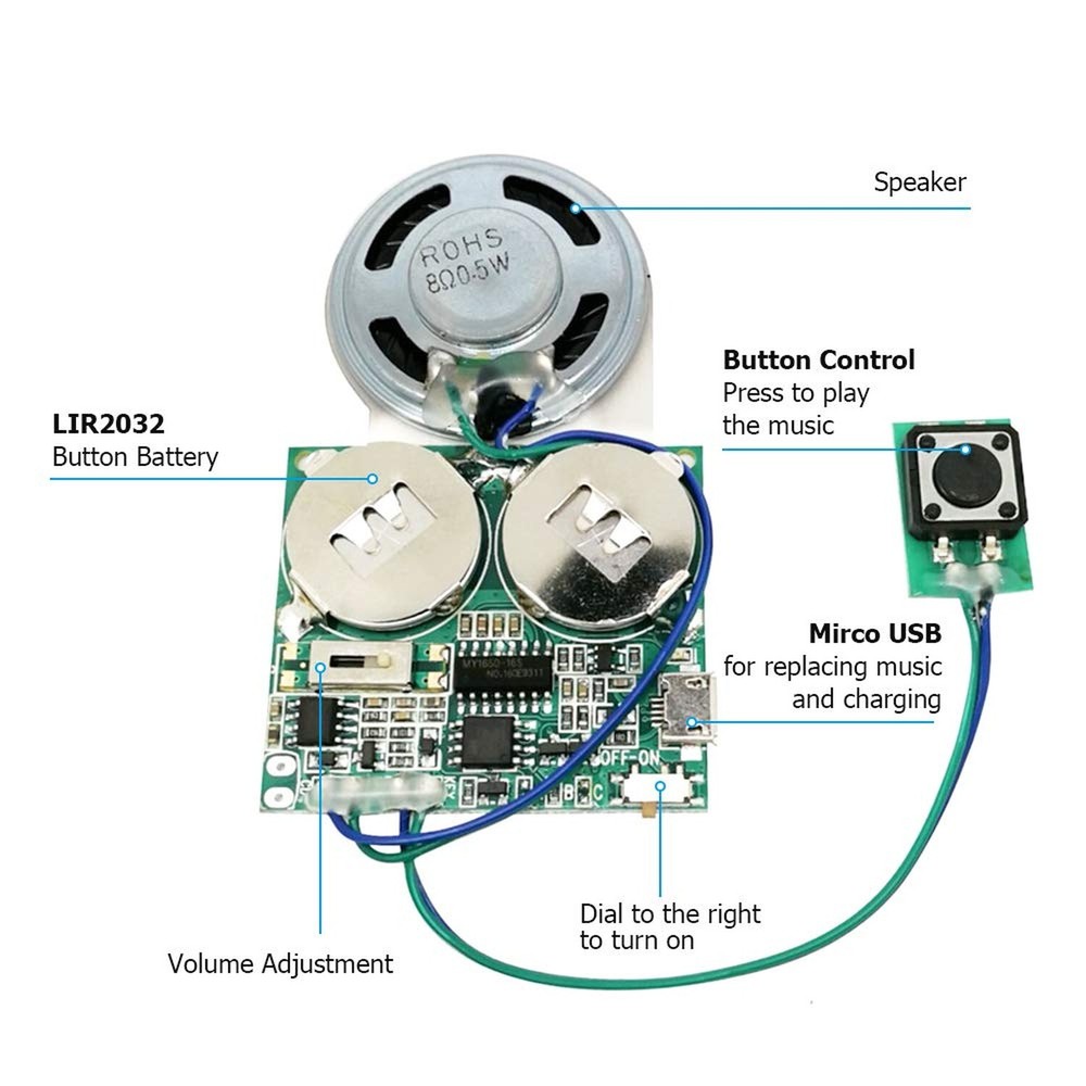 Recordable Sound Module, Icstation 8M USB Programmable Sound Chip with Speake...