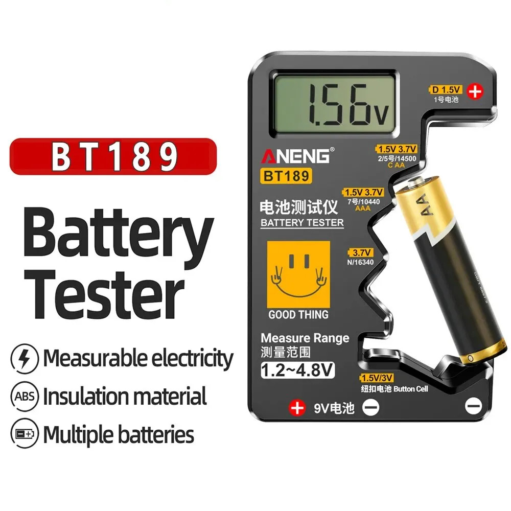 BT189 Battery Tester LCD Universal AA AAA 9V Button Cell Checker