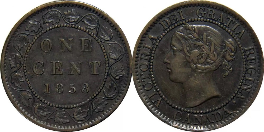 Very Fine 1858 Canada Large 1 Cent