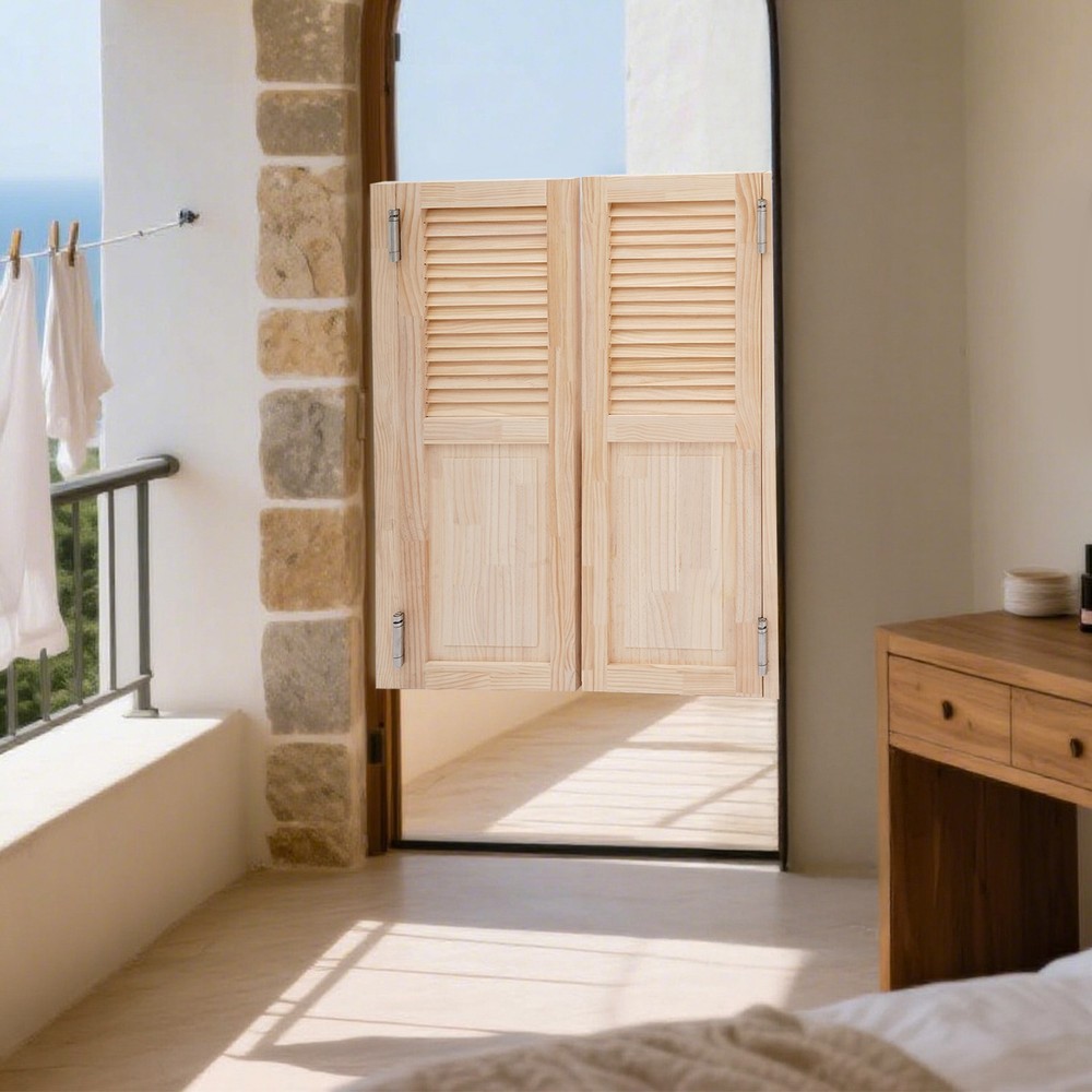 Partition Door - Swing Solid Pine Wood for Stylish Space Utilization