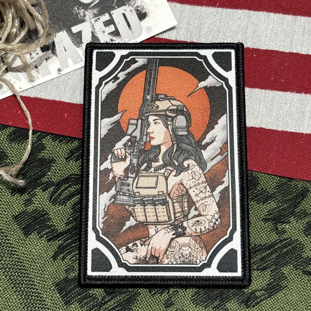 Woman Warrior Tactical Hook Loop Patch High Quality 2x3.5”