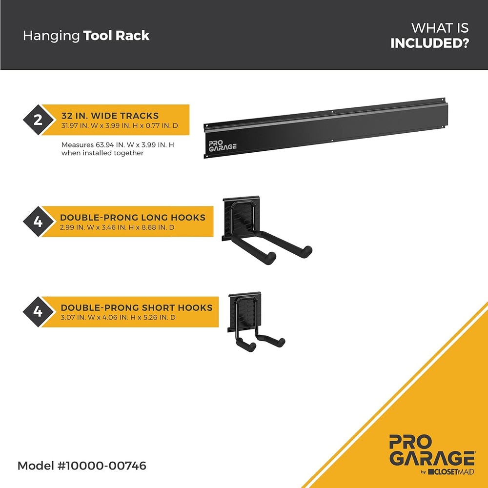ClosetMaid ProGarage Tool Organizer Racks 2 Pack 8 Hooks