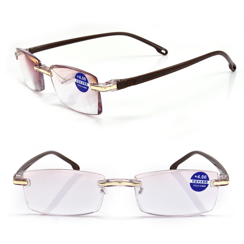 1-10 PK Mens Ultralight Rimless Rectangular Reading Glasses Blue Light Blocking