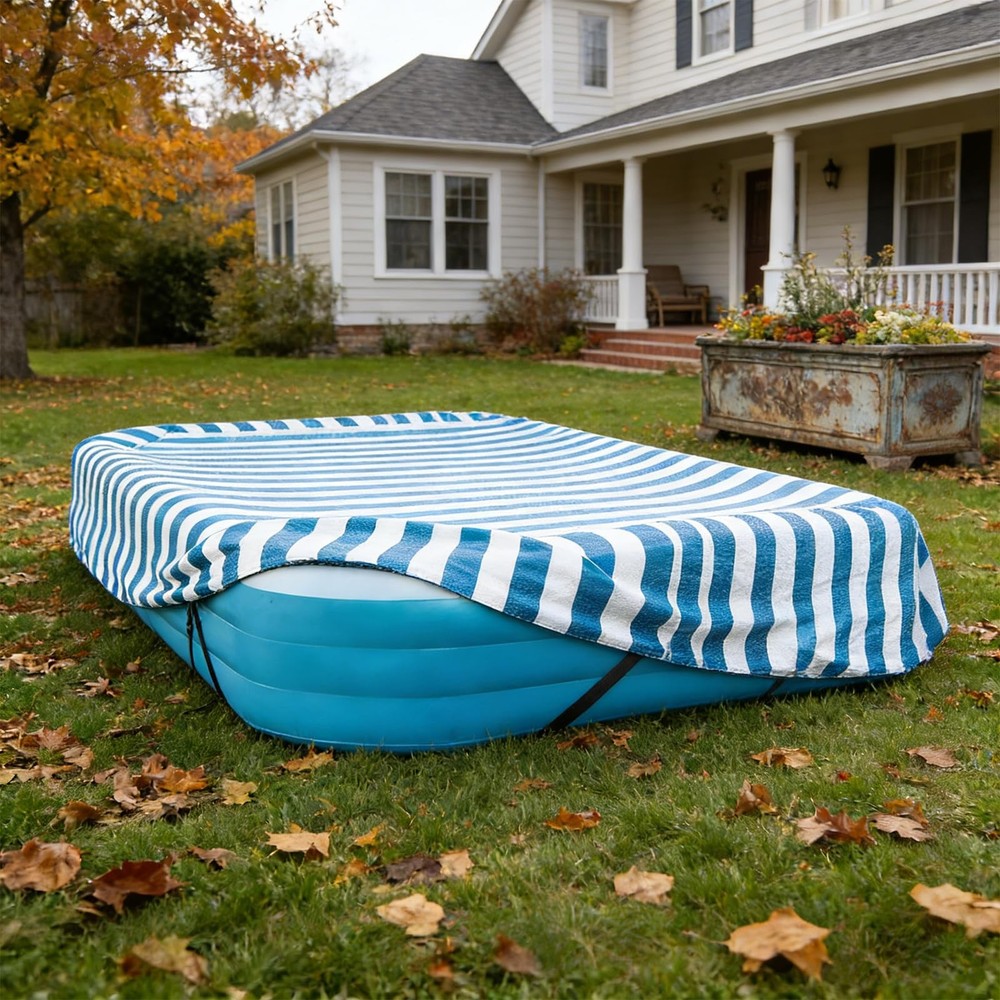 Rectangular Pool Cover,Waterproof Cover for 120" L x 72" W Inflatable Pool, 1...