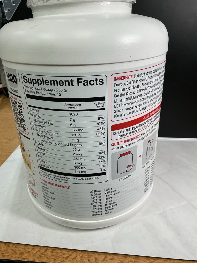 BASIC SUPPLEMENTS Mass Gainer Protein Powder Vanilla 6lb exp 12/27