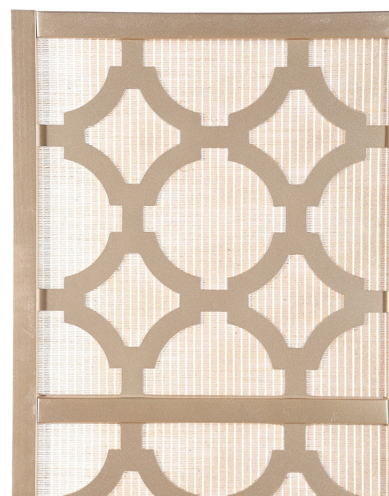 4-Panel Gold Diamond Design Room Divider Screen, Modern Geometric Privacy