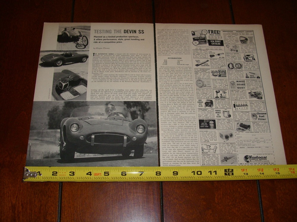 1959 DEVIN SS SPORTS CAR ORIGINAL ARTICLE