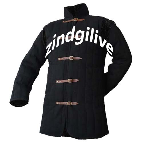 Medieval thick padded Black Gambeson coat Aketon Jacket Armor reenactment SCA